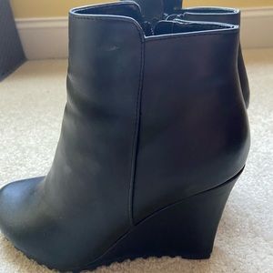 Black Wedge Booties 39